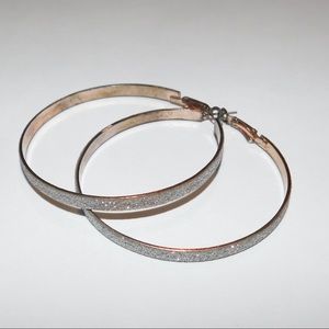 Silver and sparkly hoop earrings